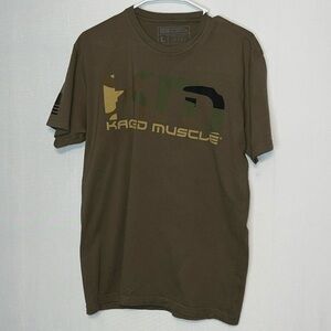 KAGED MUSCLE Brand Green Graphic Shirt Tee Size Large Logo Gym 100%Cotton.